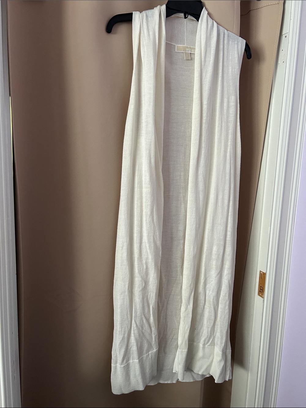 Michael Kors White Sleeveless Open Knit Duster Vest